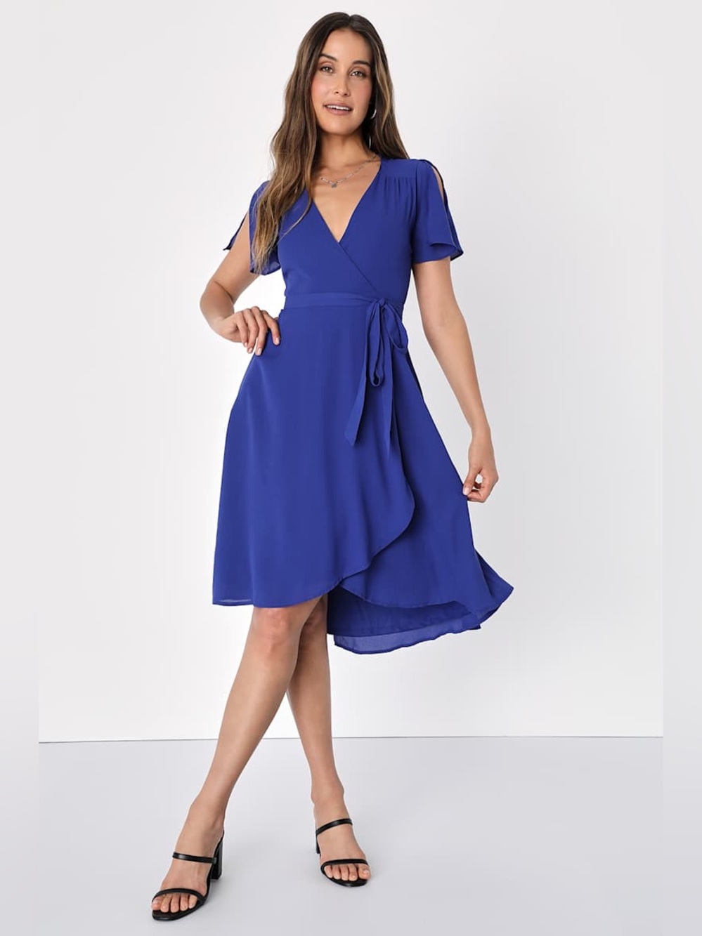 Lulu’s Rise To The Occasion Royal Blue Midi Wrap Dress Size XL